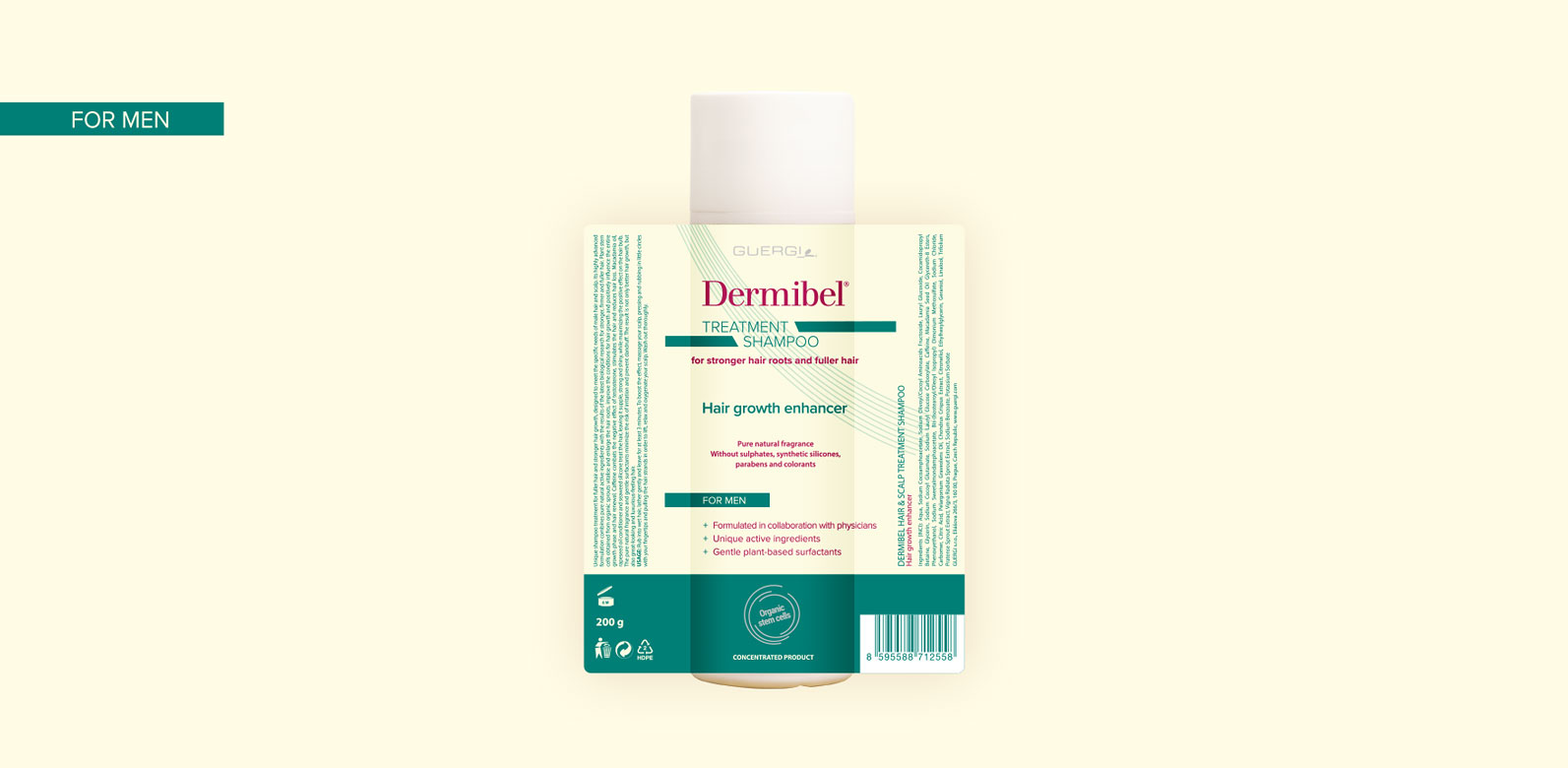 Design etikety na šampon pánský.